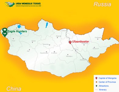 Mongolia eagle hunters location map