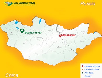 Mongolia Mukhart River map