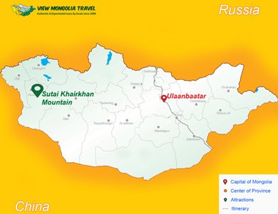 Sutai Khairkhan Mountain map