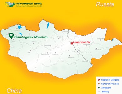 Mongolia Tsambagarav Mountain map